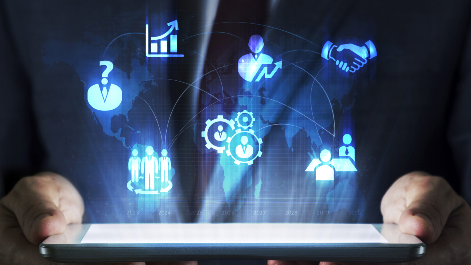 Human resources concept on tablet with hologram