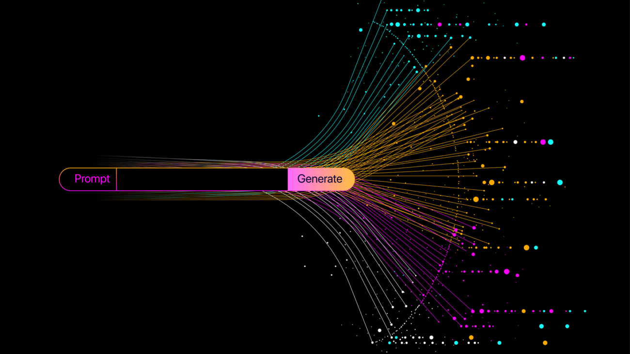 Illustration of abstract stream. Artificial intelligence. Big data, technology, AI, data transfer, data flow, large language model, generative AI, binary concept
