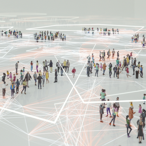 People and modern technology connection.