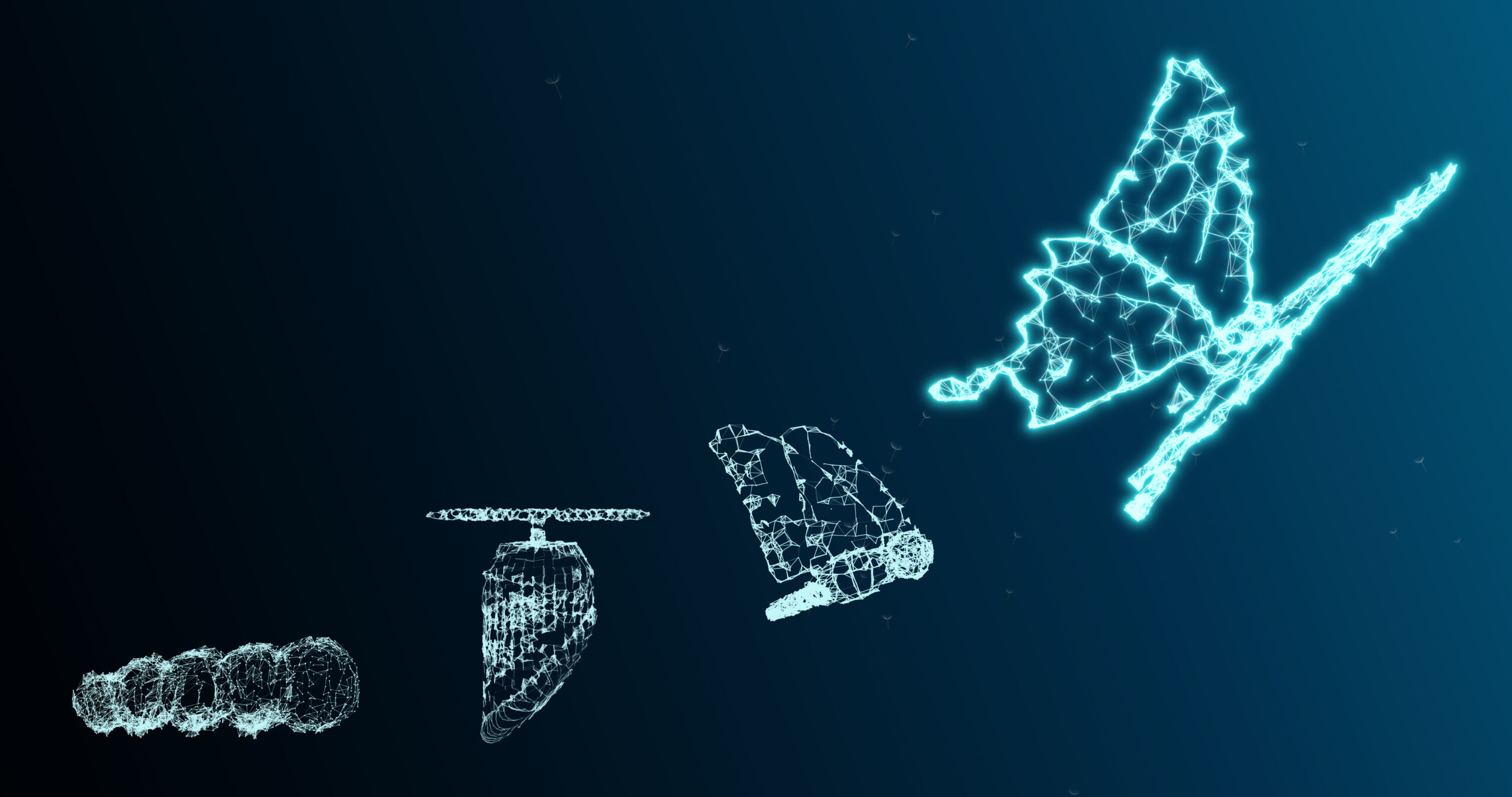 Abstract concept of business innovation technology transformation concept using butterfly evolution to present